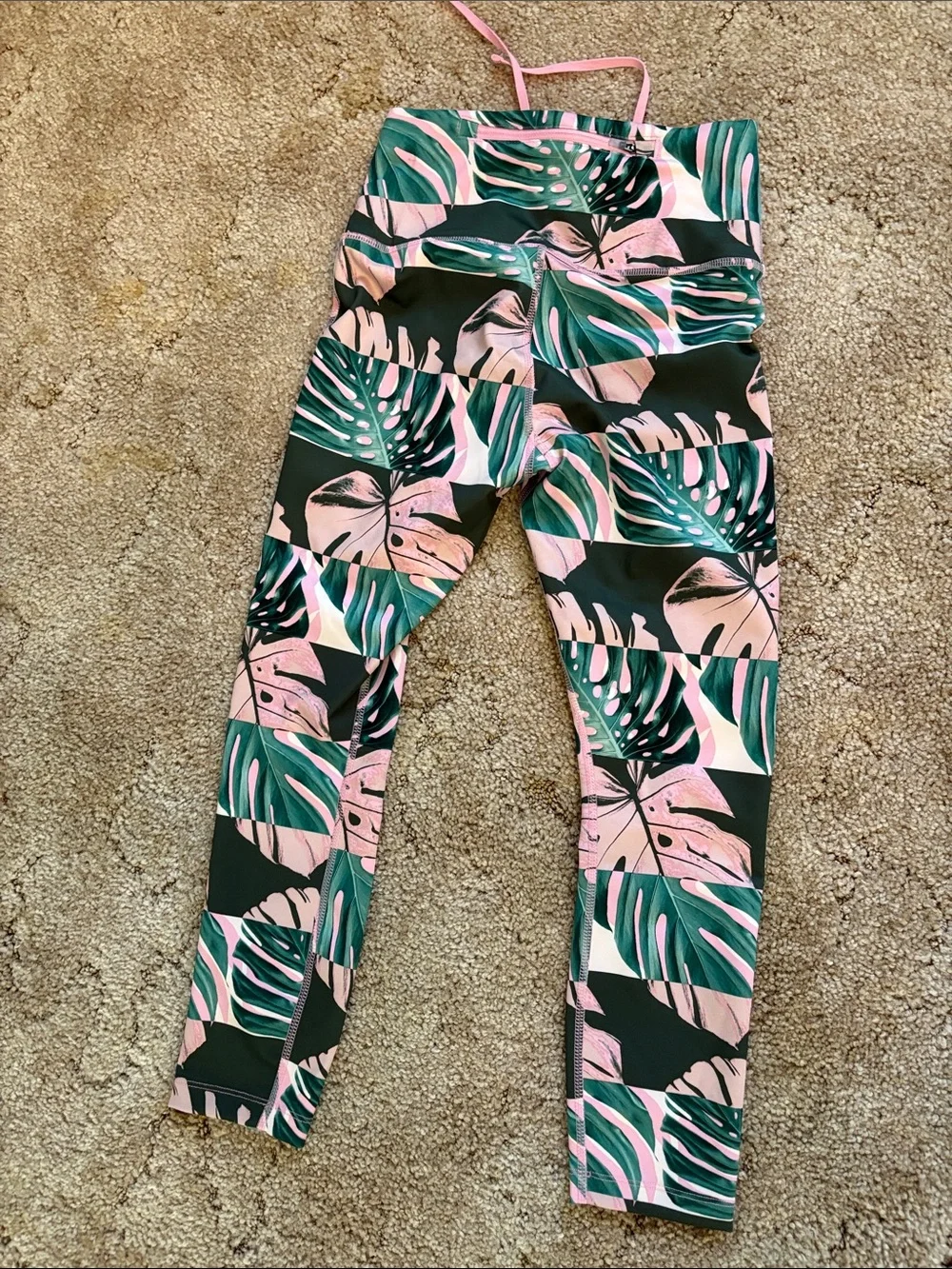 Nike Dri-Fit Pink & Green Tropical Leaf High-Rise Leggings